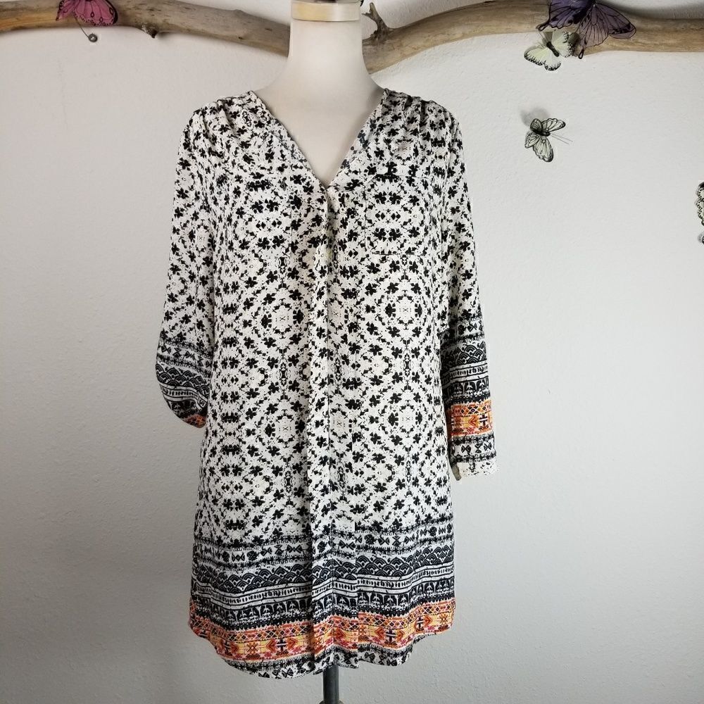 Papaya black and white tunic mini dress
